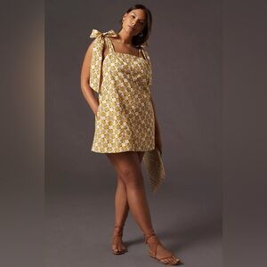 ANTHROPOLOGIE Maeve Tie-Strap Mini Dress seashells jumper SIZE 1X vacation beach